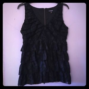 Black lace & ruffle top EXPRESS